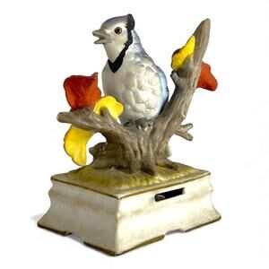 Vintage Towle Fine Porcelain Hand Painted Blue Jay Music Box